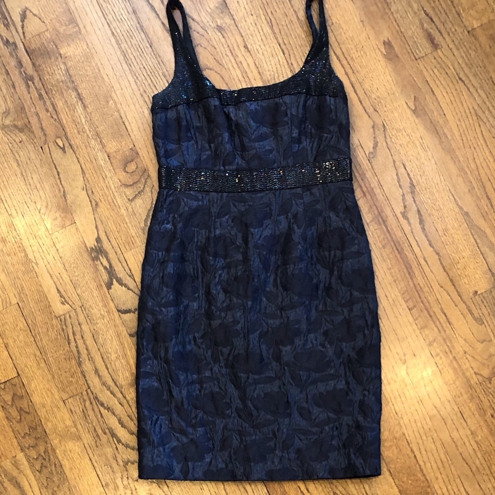 Carmen Marc Valvo dress size 10 Navy/Sequin trim